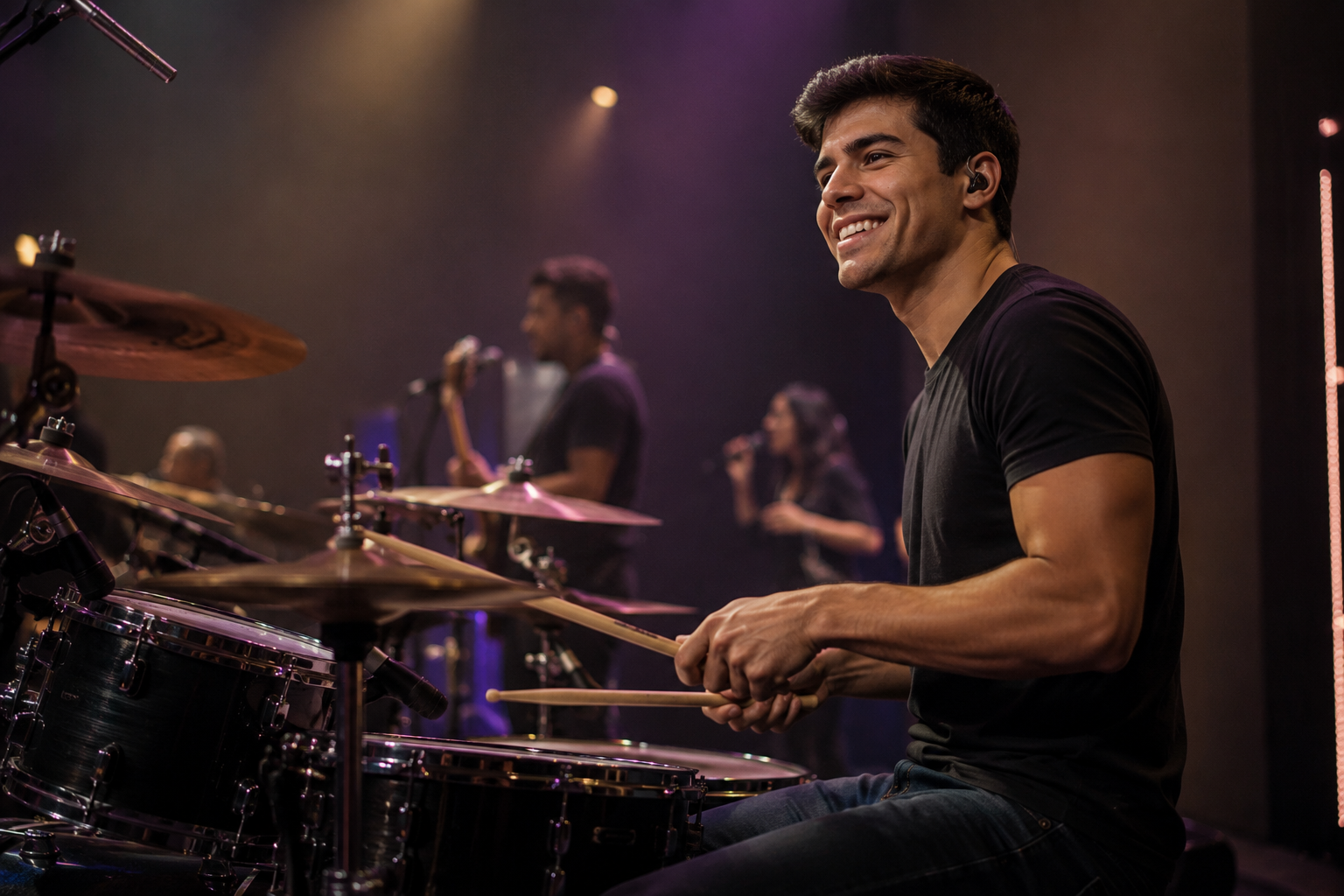 Depois do curso — baterista confiante
